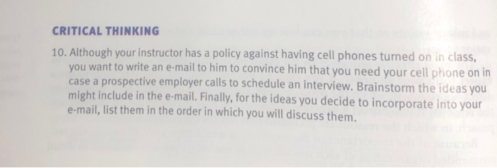 #10 to be answered CRITICAL THINKING 10. Although