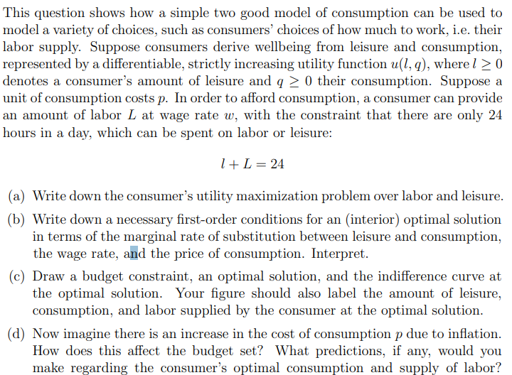 This question shows how a simple two good model