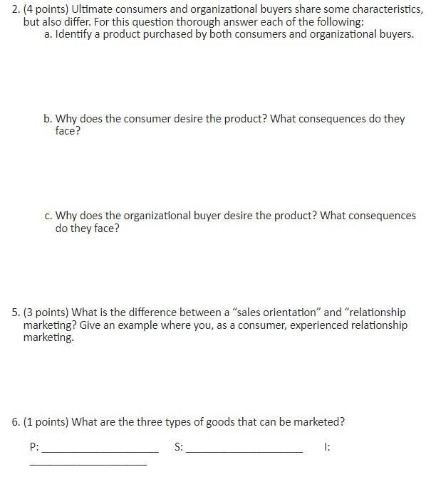 2. (4 points) Ultimate consumers and