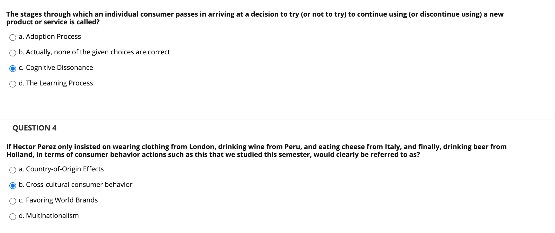 The stages through which an individual consumer