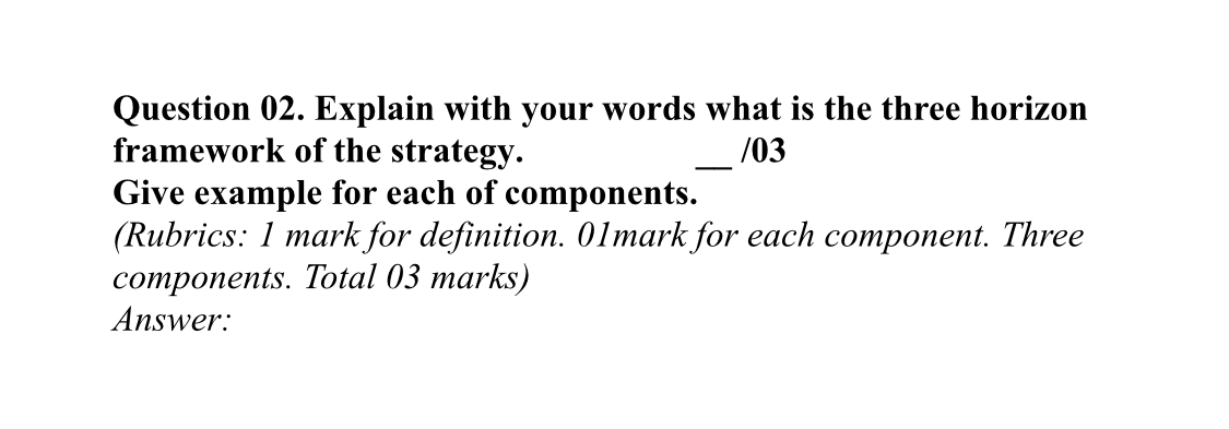write in word pls Question 02. Explain with your
