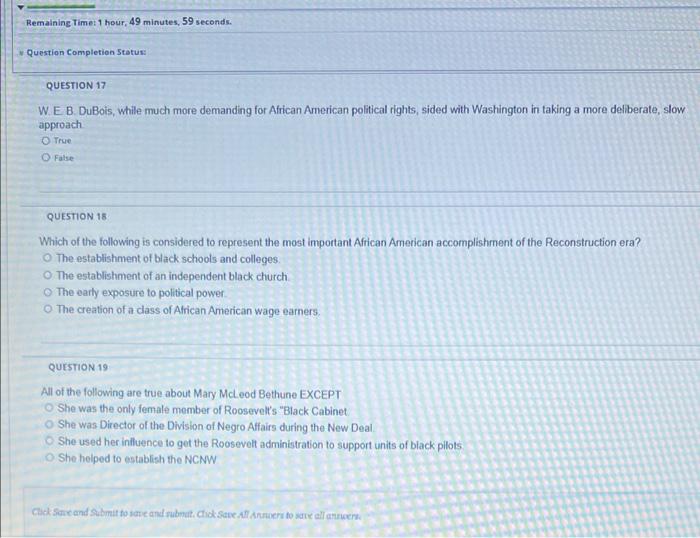 Remaining Time: 1 hour, 49 minutes, 59 seconds.