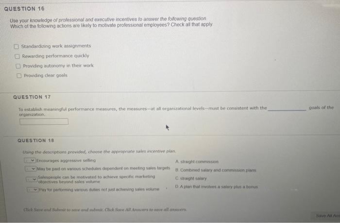 QUESTION 16 Use your knowledge of professional