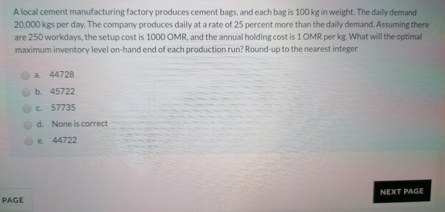 A local cement manufacturing factory produces