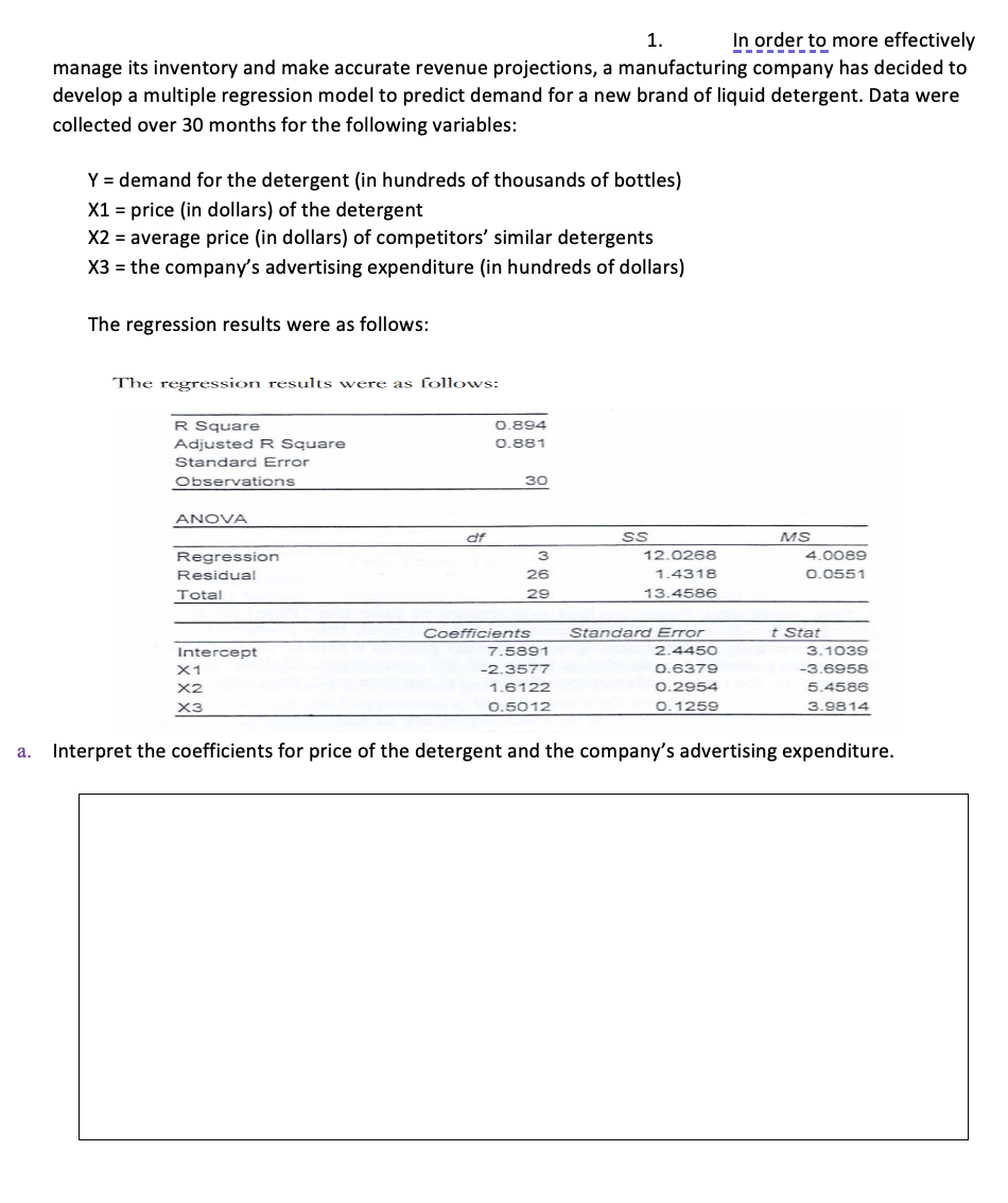 1. In order to more effectively manage its