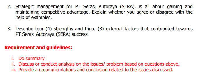 2. Strategic management for PT Serasi Autoraya