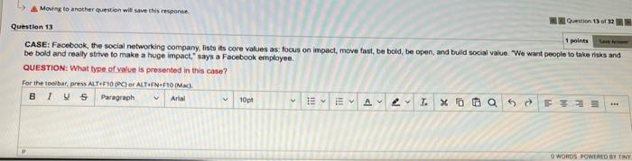 Moving to another question will save this