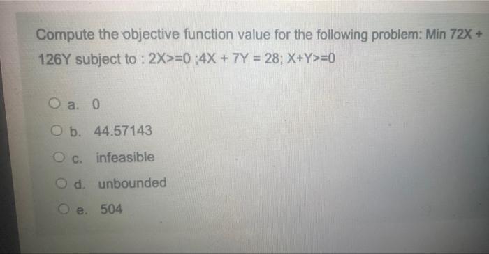 Compute the objective function value for the