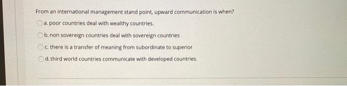 From an international management stand point,