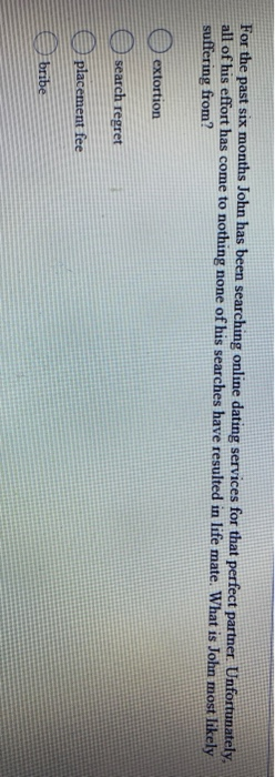 For the past six months John has been searching