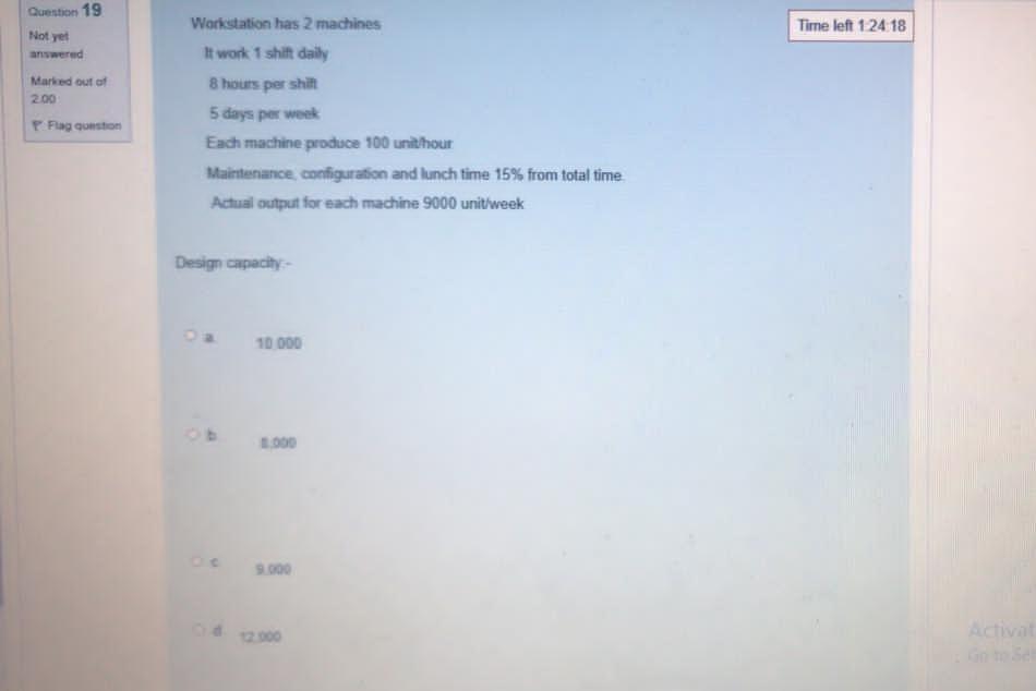 Question 19 Time left 124 18 Not yet answered