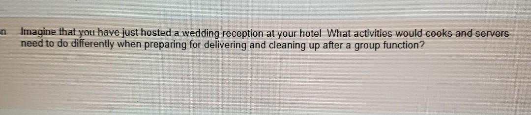 discussion question. Imagine that you have just