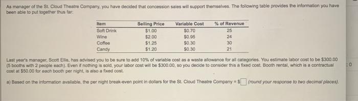 As manager of the St Cloud Theatre Company, you