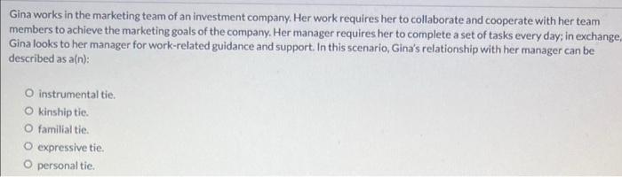 Gina works in the marketing team of an investment