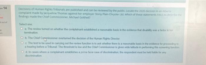 on 14 out of non Decisions of Human Rights