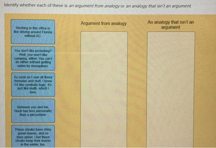 Identify whether each of these is an argument