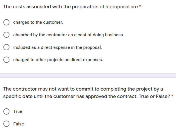 * The costs associated with the preparation of a