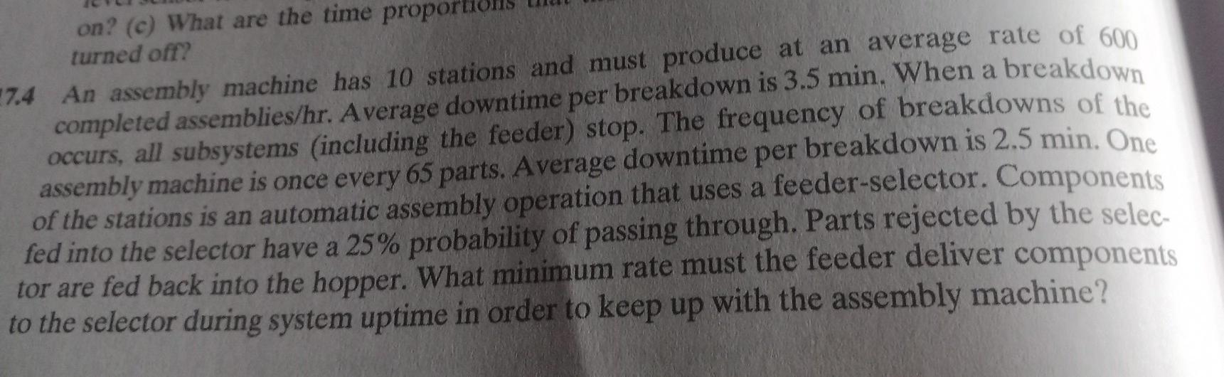 on? (c) What are the time proport turned off? 7.4