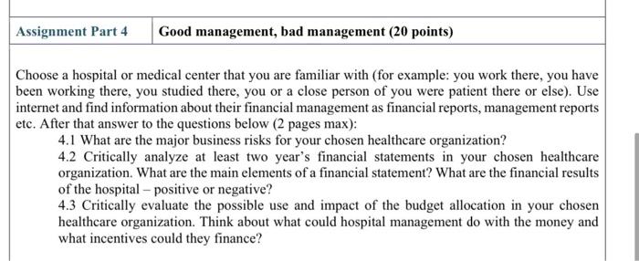 Assignment Part 4 Good management, bad management