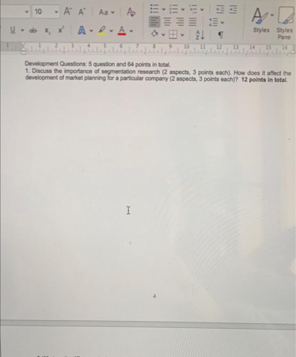 Development Questions: 5 question and 64 points