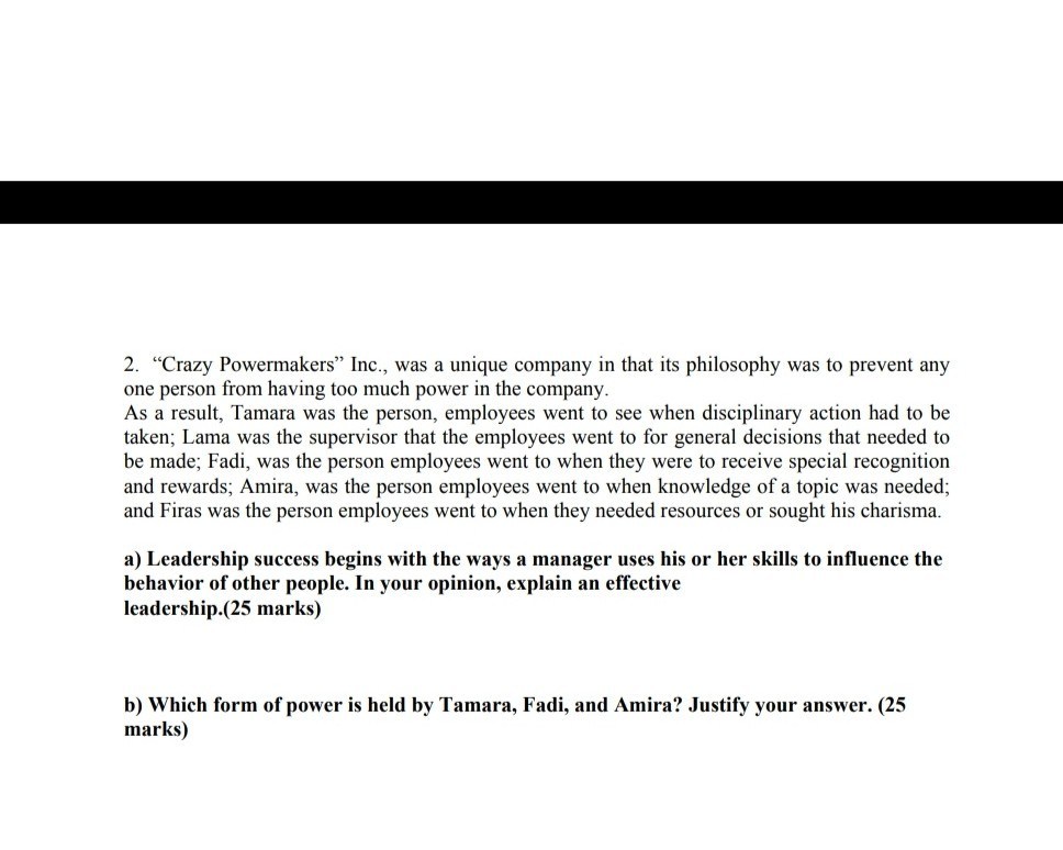 Hello i need part B please 2. "Crazy Powermakers