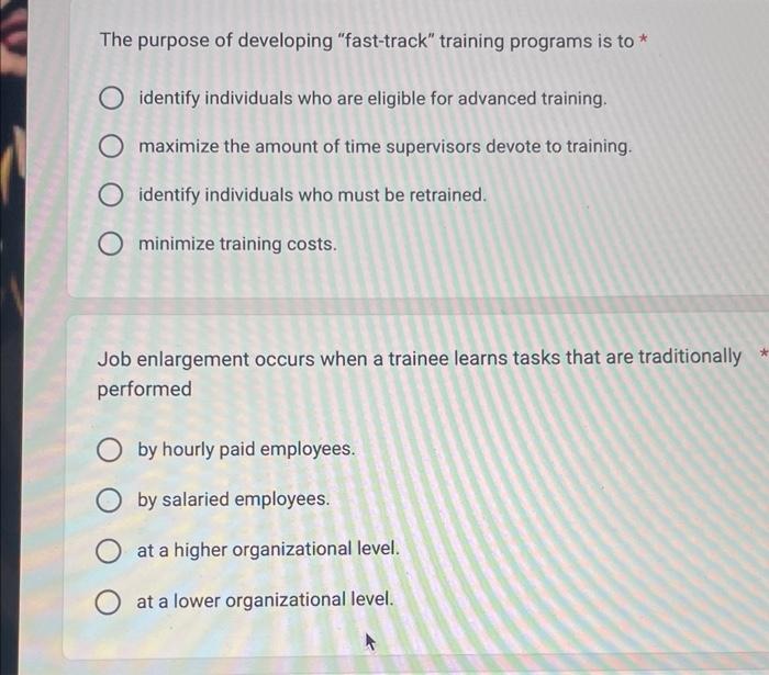 The purpose of developing "fast-track" training