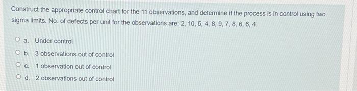 A Quality Analyst wants to construct a control