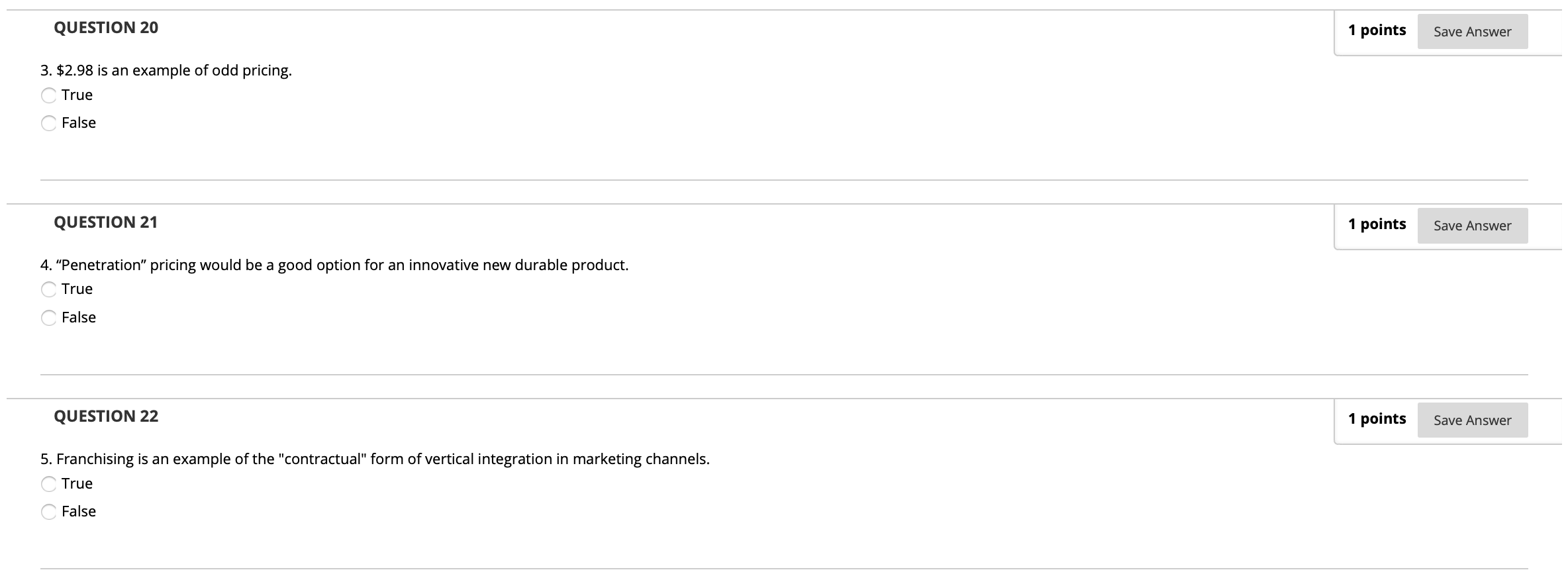 QUESTION 20 1 points Save Answer 3. $2.98 is an