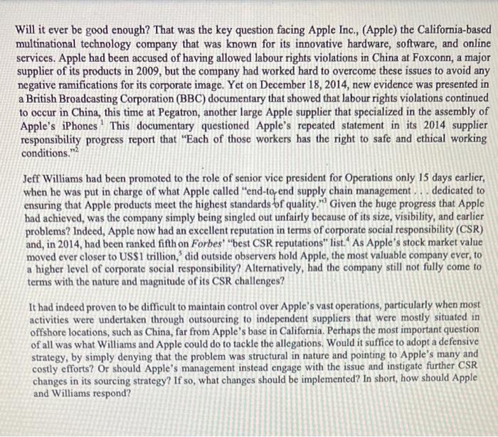 Will it ever be good enough? That was the key