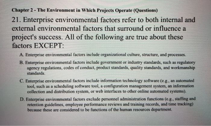Chapter 2 - The Environment in Which Projects