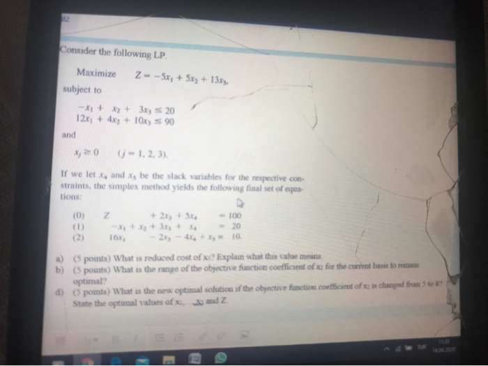 Consider the following LP. Maximize Z - -5x, +