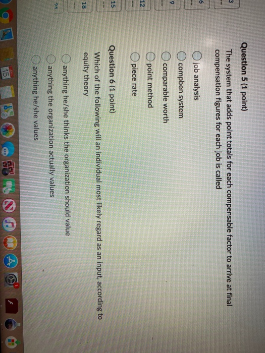 Question 5 (1 point) The system that adds point