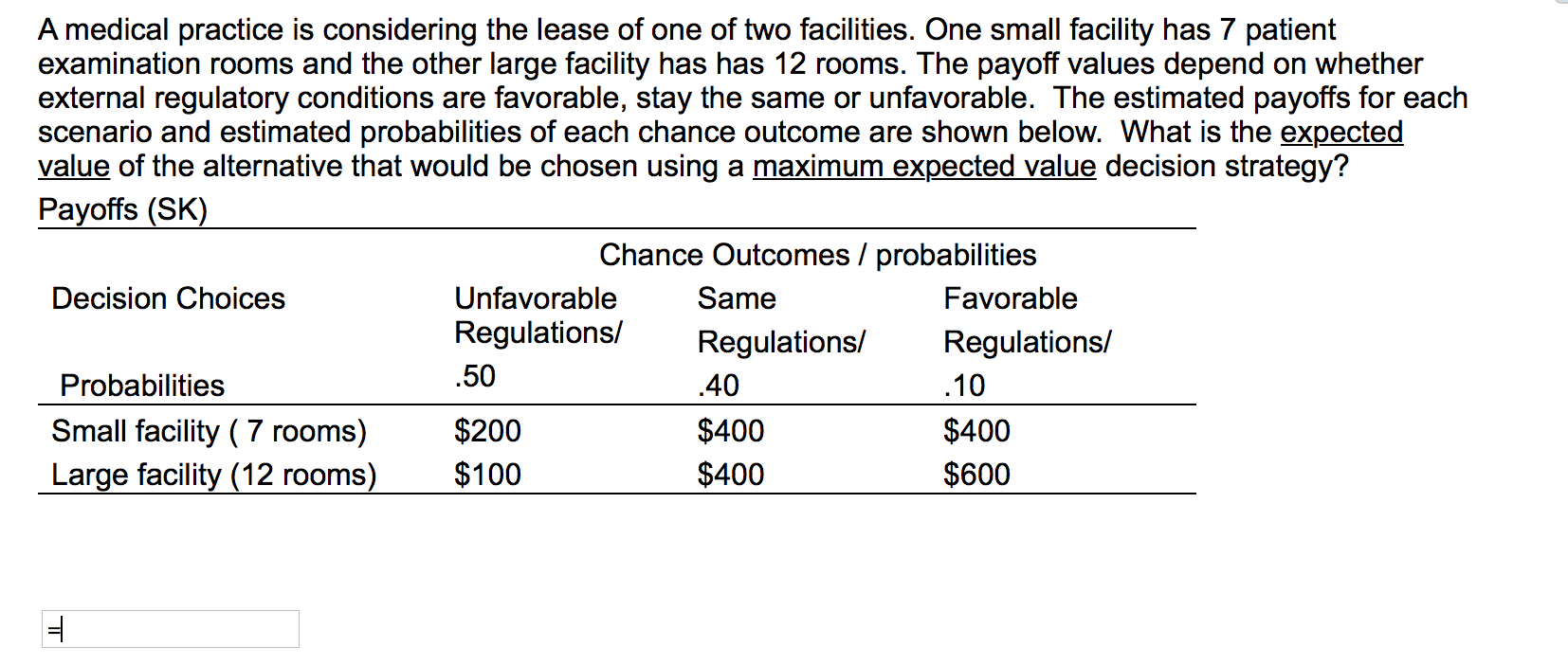 A medical practice is considering the lease of