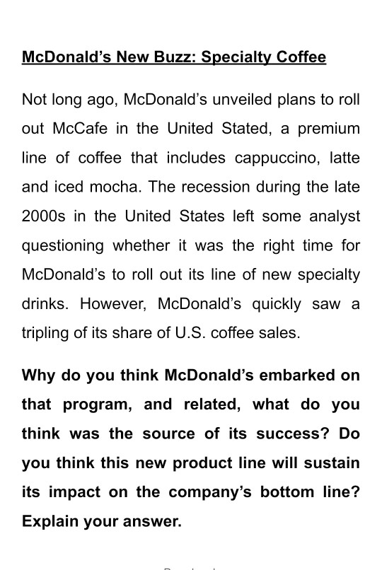 McDonalds New Buzz: Specialty Coffee Not long
