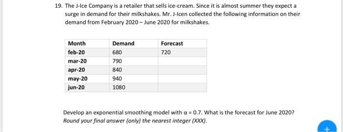 19. The J-Ice Company is a retailer that sells