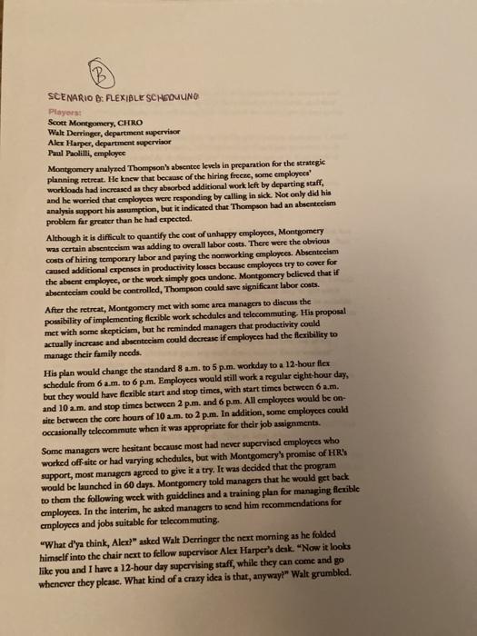 please both scenarios A and B and answer the