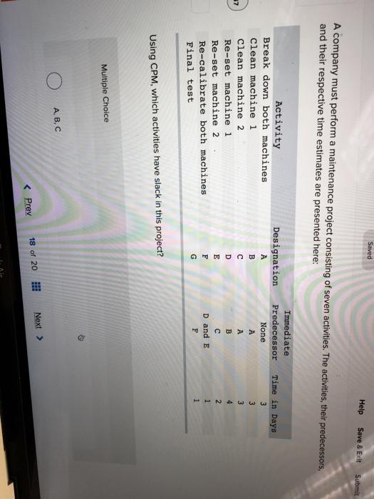 Saved Help Save & Exit Submit A company must