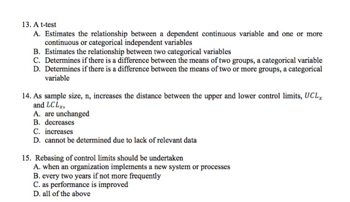 13. A t-test A. Estimates the relationship