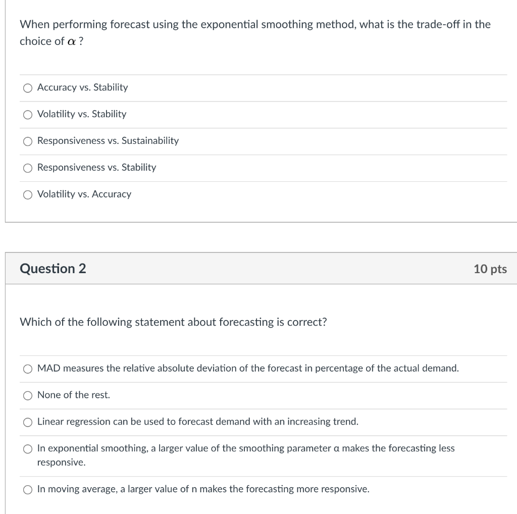 When performing forecast using the exponential