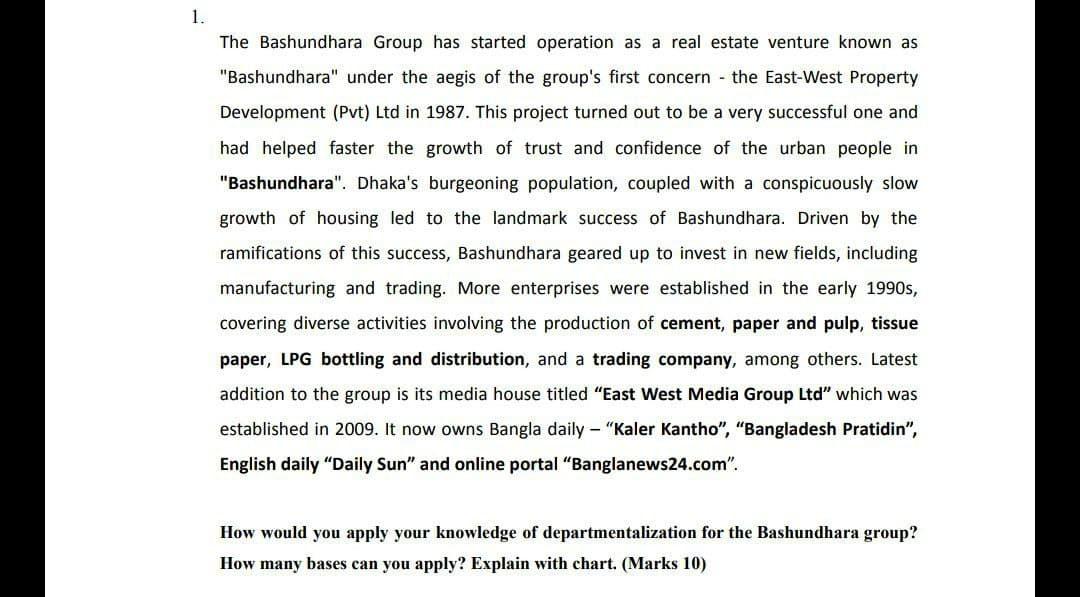 1. The Bashundhara Group has started operation as