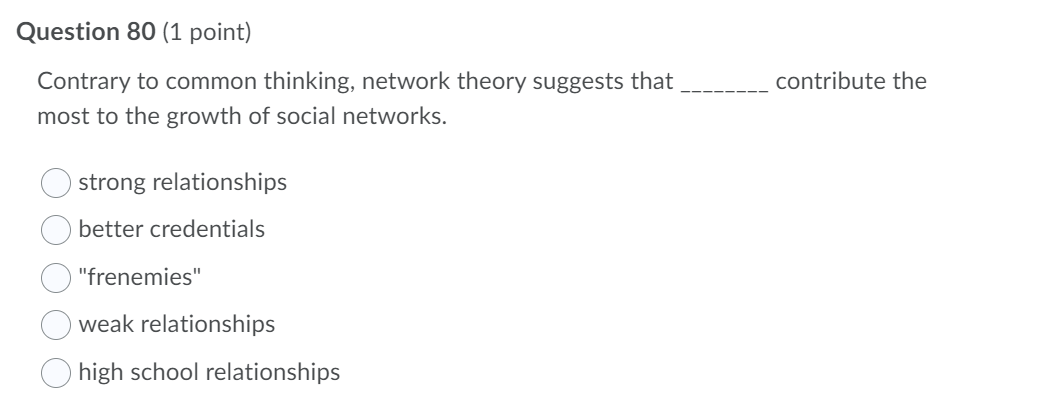 Question 80 (1 point) Contrary to common