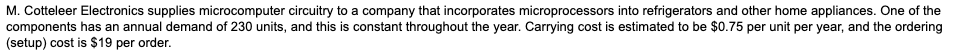 a) To minimize cost, how many units should be