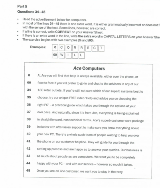 Part 5 Questions 34-45 Read the advertisement