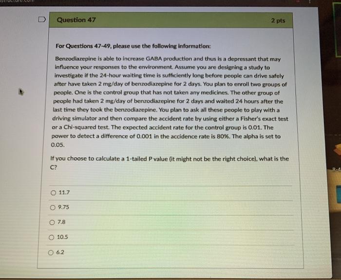 Question 47 2 pts For Questions 47-49. please use