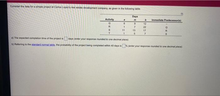 do letter A and B Consider the data for a simple