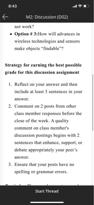 8:43 . M2: Discussion (DO2) Write one paragraph