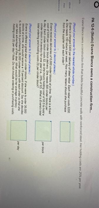 PA 12-6 (Static) Evana Blanca owns a construction