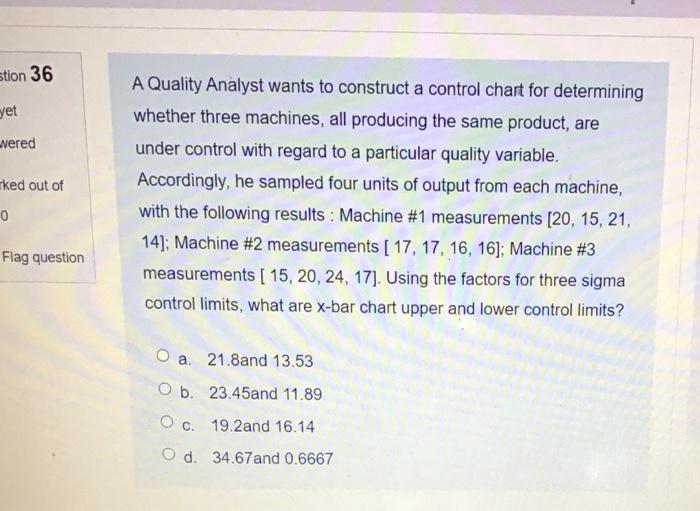 stion 36 yet wered ked out of 0 Flag question A