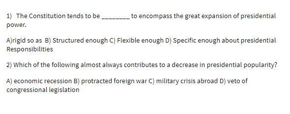 1) The Constitution tends to be power. to