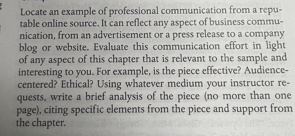 Locate an example of professional communication